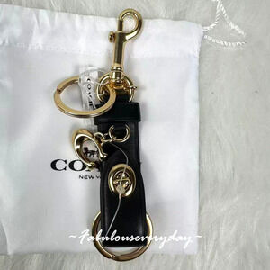 Coach Trigger Snap Bag Charm In Leather/Gold/Black CR727 NWT